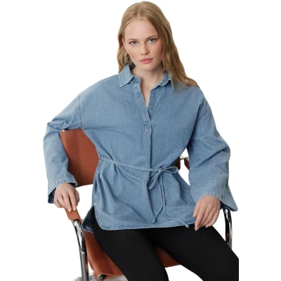 Afbeelding van Trendyol Donkerblauw Oversized Spijkerblouse Twoaw25Go00082