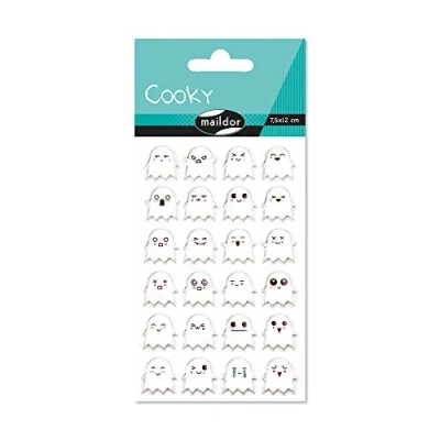 Afbeelding van Maildor CY039O Set met stickers Cooky 3D (1 vel, 7,5 x 12 cm, ideaal voor decoreren, verzamelen of cadeau geven, fantome) 1 stuks