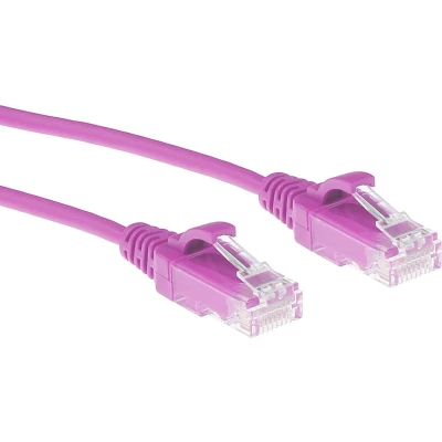 Afbeelding van ACT DC9452 LSZH U/UTP CAT6 Datacenter Slimline Patchkabel Snagless RJ45 connectoren Roze 25 cm