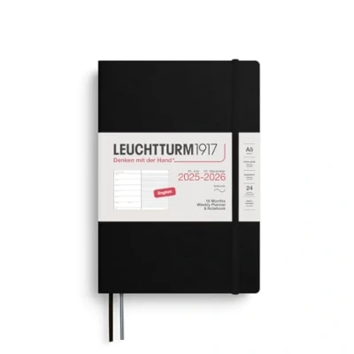 Afbeelding van Leuchtturm1917 A5 Medium Weekly Planner &amp; Notebook 2025/2026 (18 mnds) softcover Black