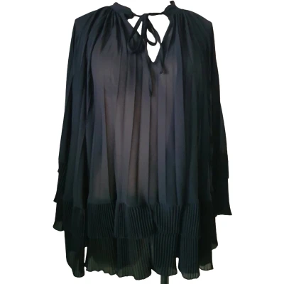 Afbeelding van Dames plisse blouse zwart one size 38/42