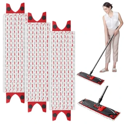 Afbeelding van 3 delige dweilmop navulverpakking voor Vileda microvezelbezemset, platte bezemkoppen Ultramax Mop/UltraMax Plus 2 in 1 absorberende navulverpakking, reinigingsvlekken
