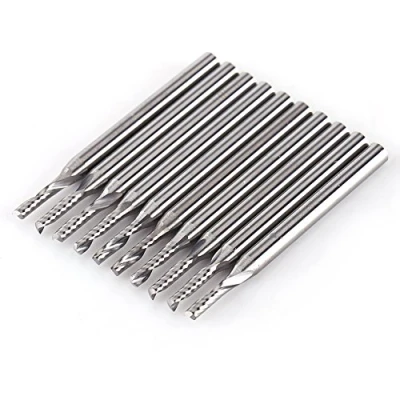 Afbeelding van Akozon Enkele schachtfrees, 1/8 inch schacht hardmetalen CNC graveergereedschap, single fluit spiraal bitset van 10 stuks