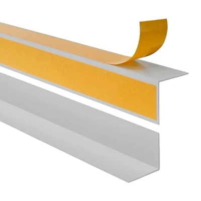 Afbeelding van Quest PVC randbeschermhoek, randbeschermlijst, zelfklevend hoekprofiel, met plakband aan de buitenkant, 50 x mm, 100 cm, grijs