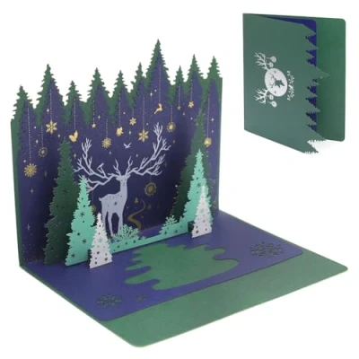 Afbeelding van YDHfdc kerstkaarten Set met Kerstboom motief 3d Pop up kaart Kerstmis envelop en wenskaarten handgemaakt voor vrouwen mannen