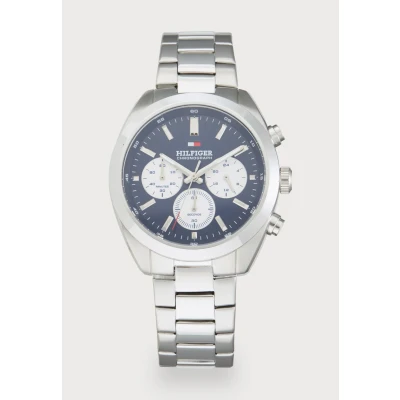 Afbeelding van Tommy Hilfiger Unisex Chronograaf silvercoloured/blue, Maat: One Size, Silver/coloured/blue