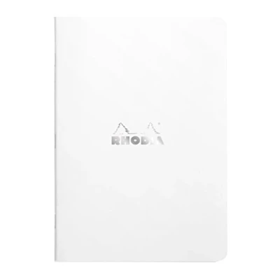 Afbeelding van RHODIA 119187C Wit Piqué Notitieboek A5 Gelinieerd 96 pagina&#039;s Clairefontaine papier 80 g/m Zachte, resistente en waterdichte gecoate kaartomslag Classic