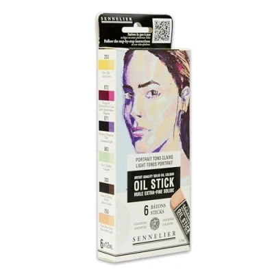 Afbeelding van Sennelier Set van 6 Mini Oil Sticks heldere kleuren N130116.01