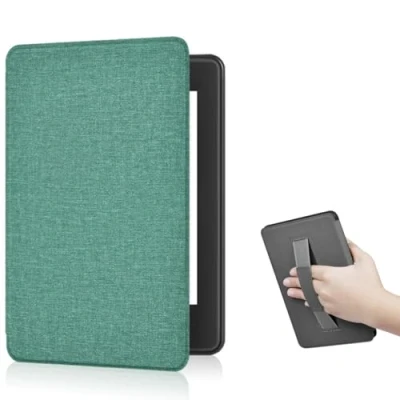 Afbeelding van voor 7 inch Kindle Paperwhite 12e generatie 2024 en Colorsoft Signature Edition Case, Auto Sleep Wake, Polsband Functie Case 12th Generation (Groen)