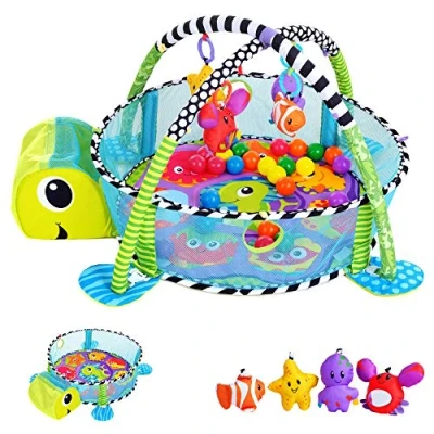 Afbeelding van KINDEREO 3 in 1 schildpad, belevenisdeken, ballenbad, kruipdeken, speelboog, speeldeken, leermat