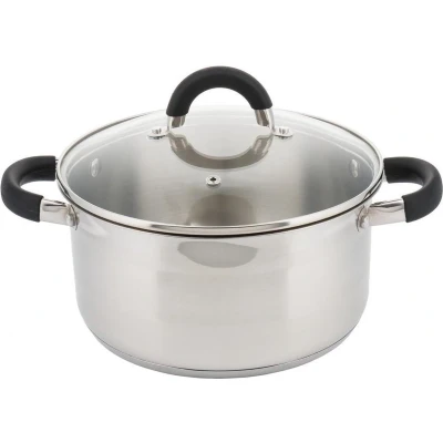 Afbeelding van Kinghoff KH 4346 kookpan met glazen deksel RVS 24 x 13.5 cm 6L zilver