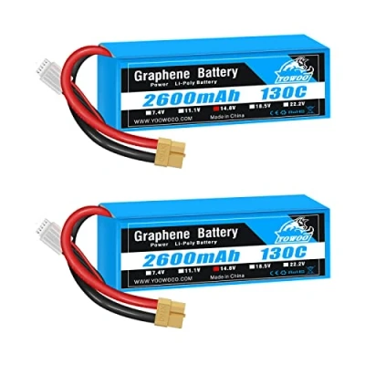 Afbeelding van YOWOO 2 Packs 14.8V 2600mAh 60C 4S Lipo batterij met XT60 / Deans T Plug RC voor Evader BX Auto Truck Truggy Vliegtuig Helikopter Quadcopter UAV Drone FPV Racing Voertuig Boot
