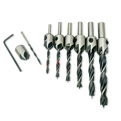 Afbeelding van Nuzamas, HSS Verzinkboorset, voor houtbewerking, afschuinfrees, 3 10 mm voorboringen, verzinkboor schroeven, 7 stuks