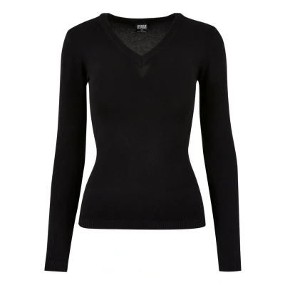 Afbeelding van Urban Classics Vneck Trui, Dames, Maat: Large, Black