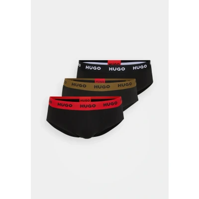Afbeelding van HUGO Hipbrief 3 PACK Slip, Heren, Maat: Small, Black/khaki/red