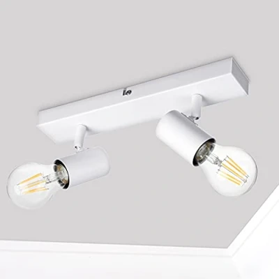 Afbeelding van Dehobo Spots Plafondlamp, wandlamp, spots, draaibaar, mat, wit, E27, plafondspot, modern, 60 W, max. voor slaapkamer, keuken, woonkamer, hal