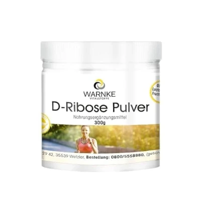 Afbeelding van D Ribose poeder 300 g met vitamine B3 en B5 100% puur zonder toevoegingen voor de energiestofwisseling hooggedoseerd veganistisch Warnke Vitalstoffe Duitse apothekerskwalitei