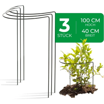 Afbeelding van Novatool 3 struiksteunen, 100 cm hoog, halfrond, 40 cm, groen, plantenhouder, plantensteun, vaste steun, klimhulp, struikhouder, rozensteun