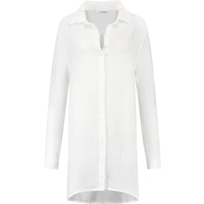 Afbeelding van Yumeko blousejurk gewassen linnen wafel pure white l
