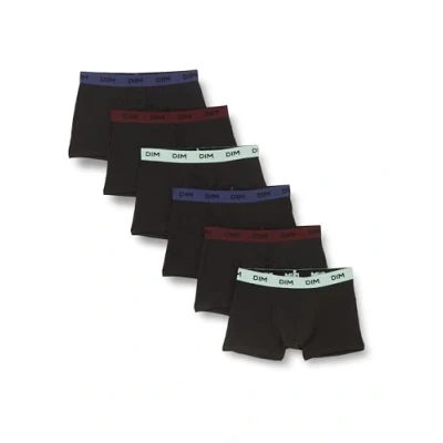 Afbeelding van Dim Boxershorts voor heren, mix en kleuren, katoen, stretch, comfort, 6 stuks, Zwarte riem groen/blauw/rood, M