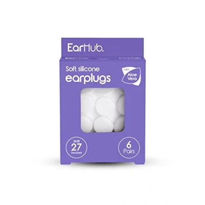 Afbeelding van EarHub Sleepwell zachte premium siliconen oordopjes, 6 paar herbruikbare en aangepaste pasvorm, het beste gebruikt voor slaap, reizen, watersport, werk, studie concerten. Inclusief reiskoffer.