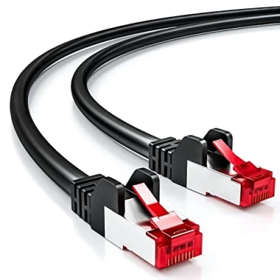Afbeelding van deleyCON 50m CAT6 Patchkabel S/FTP PIMF Afscherming CAT 6 RJ45 Netwerkkabel Ethernetkabel LAN DSL Switch Router Modem Access Point Patchvelden Zwart