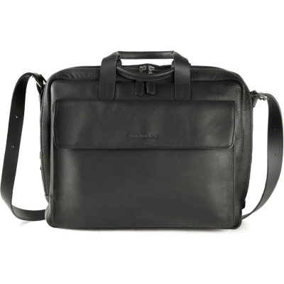 Afbeelding van HAROLD&#039;S Leren Business tas Schoudertas met laptopvak Ivy Lane Notebook Businessbag Black Zwart
