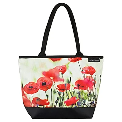 Afbeelding van VON LILIENFELD Handtas Bloem Klaprozen Dames Shopper Afmetingen 42 x 30 15 cm Strandtas Handvat Zak Kantoor