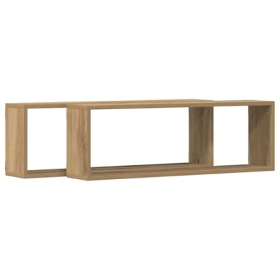 Afbeelding van vidaXL Wandplank Set van 2 Artisan Eiken Bewerkt Hout 80 x 15 26 cm