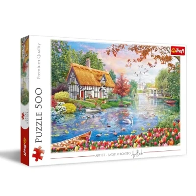 Afbeelding van Trefl Rustige oase puzzel 500 stukjes DIY puzzel, Creatieve ontspanning, Plezier, Klassieke voor volwassenen en kinderen vanaf 10 jaar