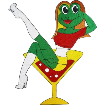 Afbeelding van Fjesta© Oeteldonk embleem Rugembleem dame in cocktailglas