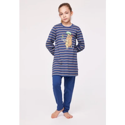 Afbeelding van Woody pyjama meisjes/dames multicolor gestreept mammoet 232 10 BLB S/904 maat 176