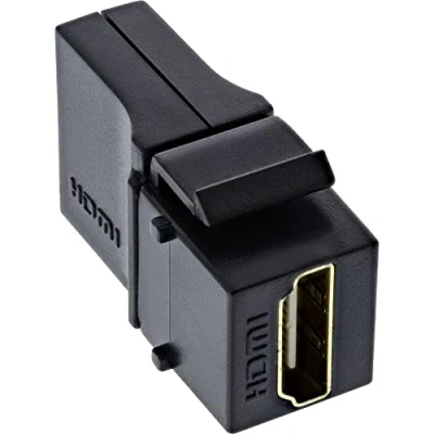 Afbeelding van InLine 76202N HDMI Keystone Snap In gebruik 4K/60Hz, A bus/bus, gebogen, zwart