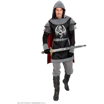 Afbeelding van Widmann Middeleeuwse &amp; Renaissance Strijders Kostuum Donkere Ridder Van Darkcastle Man Rood, Zwart, Grijs XXL Carnavalskleding Verkleedkleding