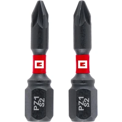 Afbeelding van Originele Einhell Impact bits met dubbele torsie, 2 delig, 30 mm, PZ1 (S2 staal, hoge duurzaamheid, dubbel torsieeffect, rode kleurring, C 6,3 schacht)