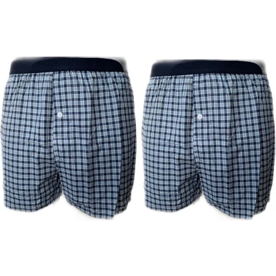 Afbeelding van Embrator 2 stuks mannen Boxershort geruit lichtblauw/donkerblauw L
