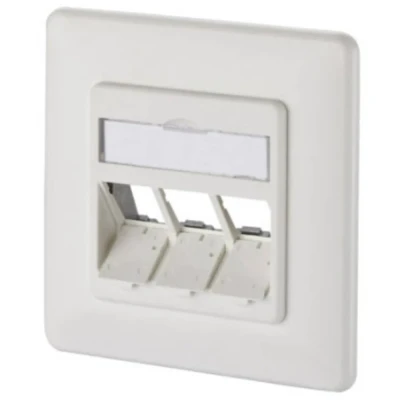 Afbeelding van Metz Connect 130B20D31002KE Netwerkdoos Inbouw (in muur) Inzet met centraalstuk en frame Zonder connectoren 3 poorten Zuiver wit (RAL 9010)