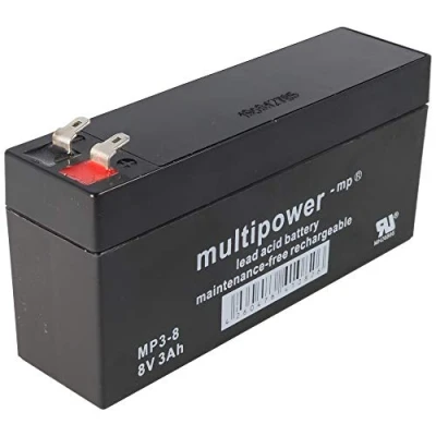 Afbeelding van multipower PB 8 3 Loodaccu V 3.2 Ah Loodvlies (AGM) (b x h d) 134 69 36.5 mm Kabelschoen 4.8 Onderhoudsvrij, Geringe zelfontlading