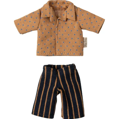 Afbeelding van Maileg poppenkleding vader shirt en gestreepte broek 15 cm