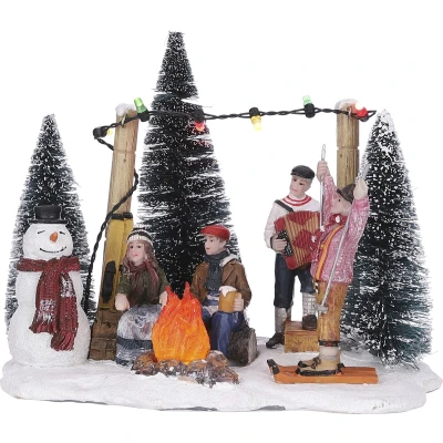 Afbeelding van LuVille Kerstdorp Miniatuur Party op de Piste L16 x B12 H12,5 cm