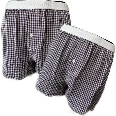 Afbeelding van Embrator 2 stuks mannen Boxershorts geweven katoen wit/donkerblauw/rood maat M