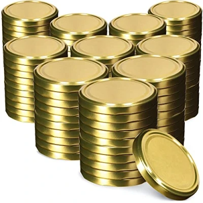 Afbeelding van KADAX Schroefdeksel met diameter van 82 mm, metalen twist off deksel, reservedeksel voor inmaakpotten en weckpotten, deksel 6 inkepingen (100 stuks, goudkleurig)
