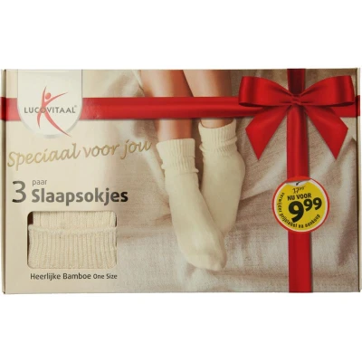 Afbeelding van Lucovitaal Bamboe slaapsokjes 3 paar giftbox 1 stuks