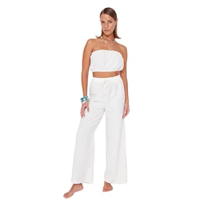 Afbeelding van Trendyol Witte Geweven Blouse Broek Strandset Tbess23Au00007