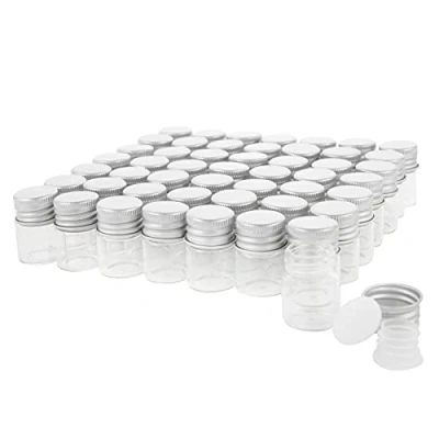 Afbeelding van 5 ml glazen flesjes met schroefdoppen en plastic stoppen, kleine doorzichtige vloeibare monsterflacon, lekvrije flacon, 50 stuks