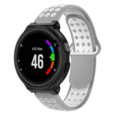 Afbeelding van Siliconen sportbandje Grijs + wit Garmin Forerunner 220 / 230 235 620 630 735 (XT)