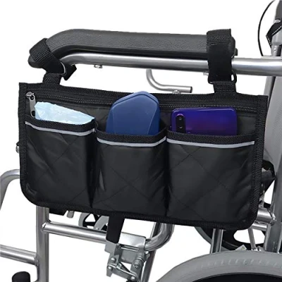Afbeelding van Namvo Rolstoeltas met zakken, universele waterdichte zijtas voor armleuning, elektrische rolstoel, scootmobiel, wandelframe, accessoires, zwart