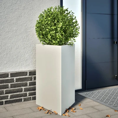 Afbeelding van vidaXL Plantenbakken 2 st driehoek 50x43x75 cm staal wit