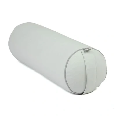 Afbeelding van Bodhi yoga Bolster rol Ø 22 cm yogarol met biologische speltvulling yogakussen voor resoratieve &amp; yin wasbare overtrek van katoen pilateskussen draaglus (ijsblauw)
