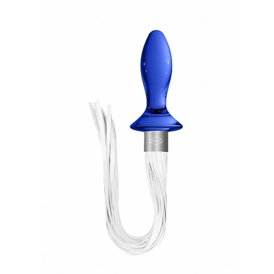 Afbeelding van Chrystalino Glazen Buttplug met Zweep Staart Blauw